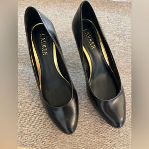 Lauren Ralph Lauren Harper Black Leather Pointed Toe Pumps Heels 8.5B